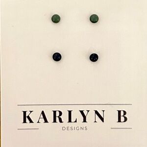 Green and Navy Stud Earrings